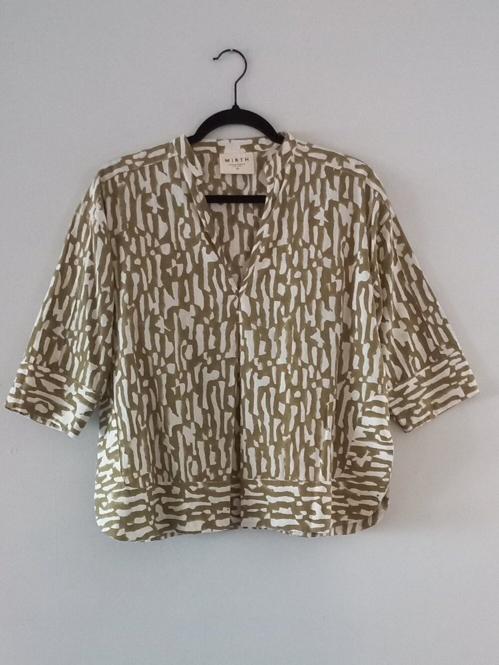 MIRTH (ANTHROPOLOGIE) cotton khaki print blouse - Picture 3 of 13